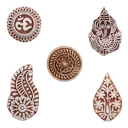 Set of 5 Piece New Mix Wooden Printing Blocks